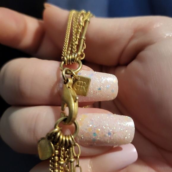 BANANA REPUBLIC 6 Chain Tiered Necklace Gold Tone - Picture 4 of 4